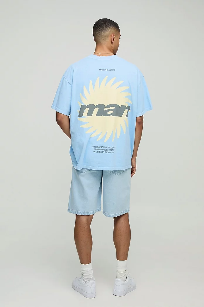 Regular Fit Light Blue Washed Denim Jorts | boohooMAN USA Regular Fit Light Blue Washed Denim Jorts | boohooMAN USA